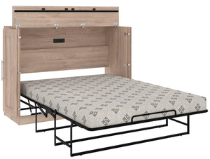 Bestar Pur Full Cabinet Bed with Mattress - Rustic Brown