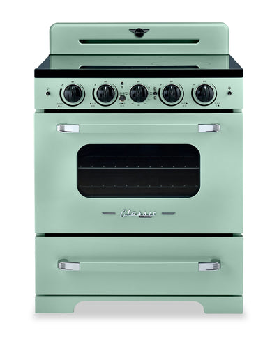 Classic Retro by Unique 30" 3.9 Cu. Ft. Induction Range - Summer Mint Green - UNQ-30CR IC LG | Cuisinière à induction Classic Rétro par Unique de 30 po et de 3,9 pi3 - vert menthe estival - UNQ-30CR IC LG | UNQ30ICG
