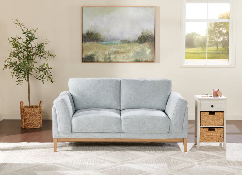 Valley 67.7\" Fabric Loveseat with Rubberwood Base and Legs - Grey