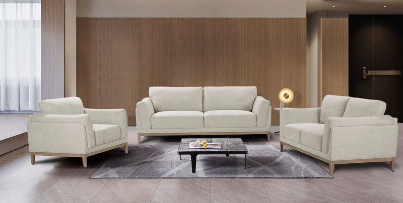 Valley 83.5\" Fabric Sofa with Rubberwood Base and Legs - Sand