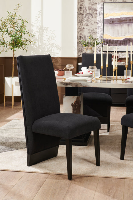 Vega Dining Chair with Polyester Fabric, Wood, Channeled Tufting ...