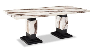 Vega Dining Table, Marble Look, Pedestal Base, 82
