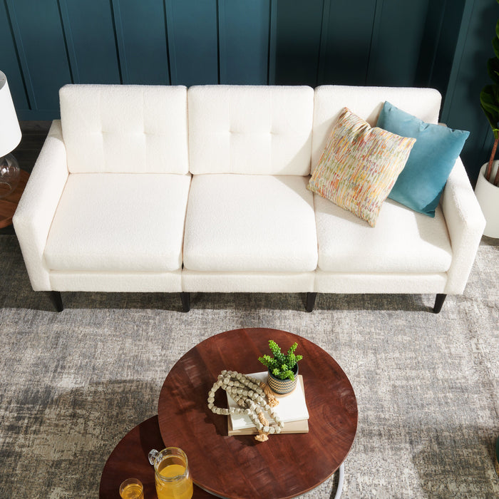 Veranasi 30\" Rustic Round Nesting Coffee Tables - Washed Light Brown Wood Top and Iron Legs