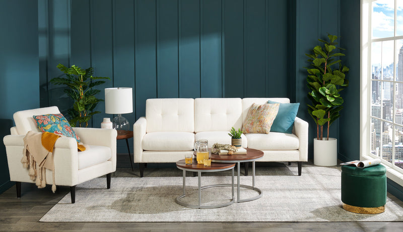 Veranasi 30\" Rustic Round Nesting Coffee Tables - Washed Light Brown Wood Top and Iron Legs
