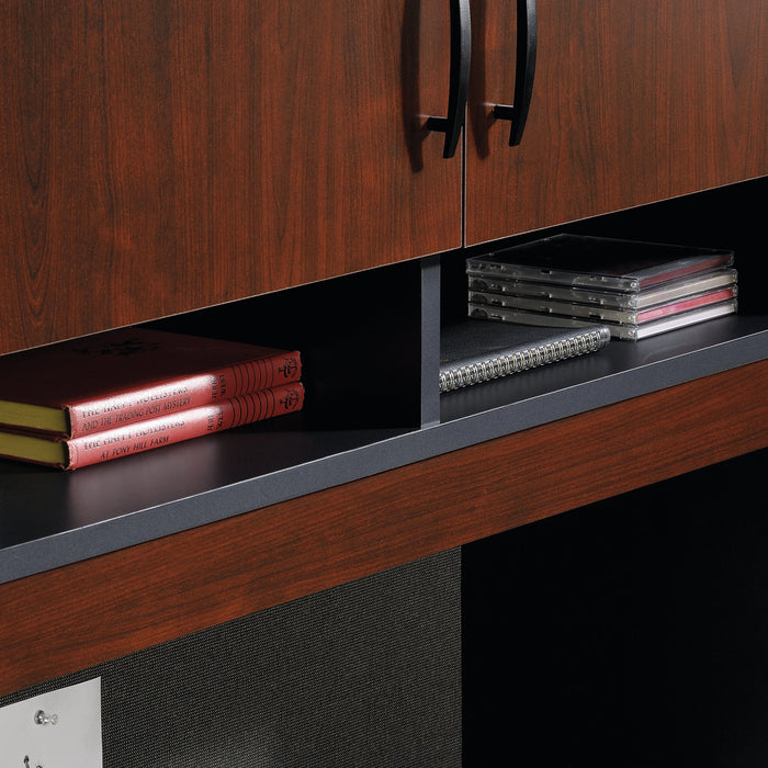 Via 36.54\" Commercial Grade Filing Hutch with Cabinet & Cubbyhoes - Cherry & Grey