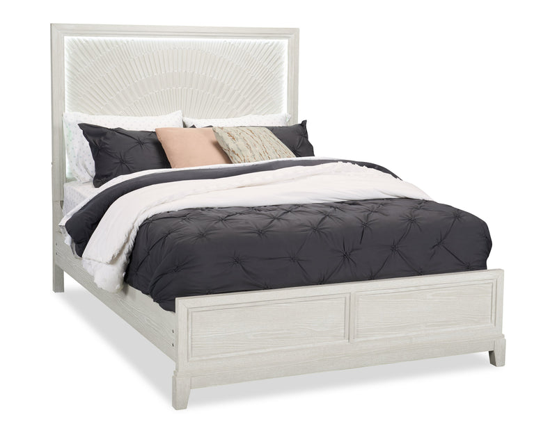 Vida Panel Bed with Headboard & Frame, Sand - Queen Size