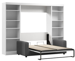 Bestar Pur Full 10-Shelf Murphy Bed with Sofa - White