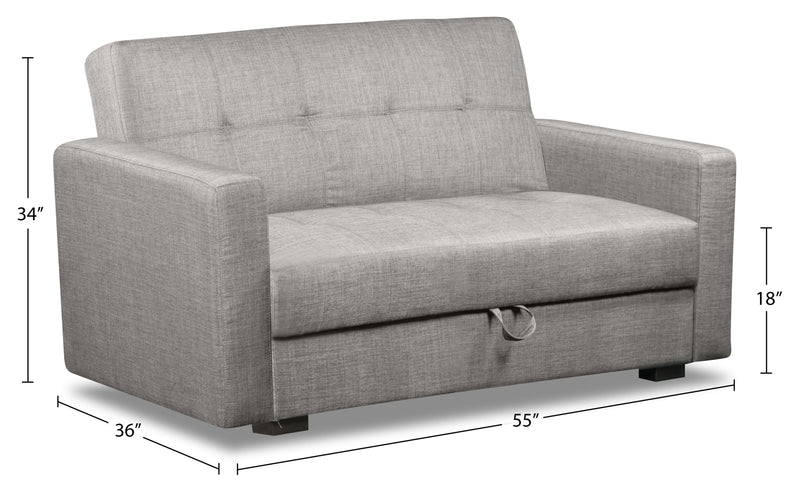 Weston 55\" Linen-Look Fabric Klik Klak Futon with Storage - Steel Grey