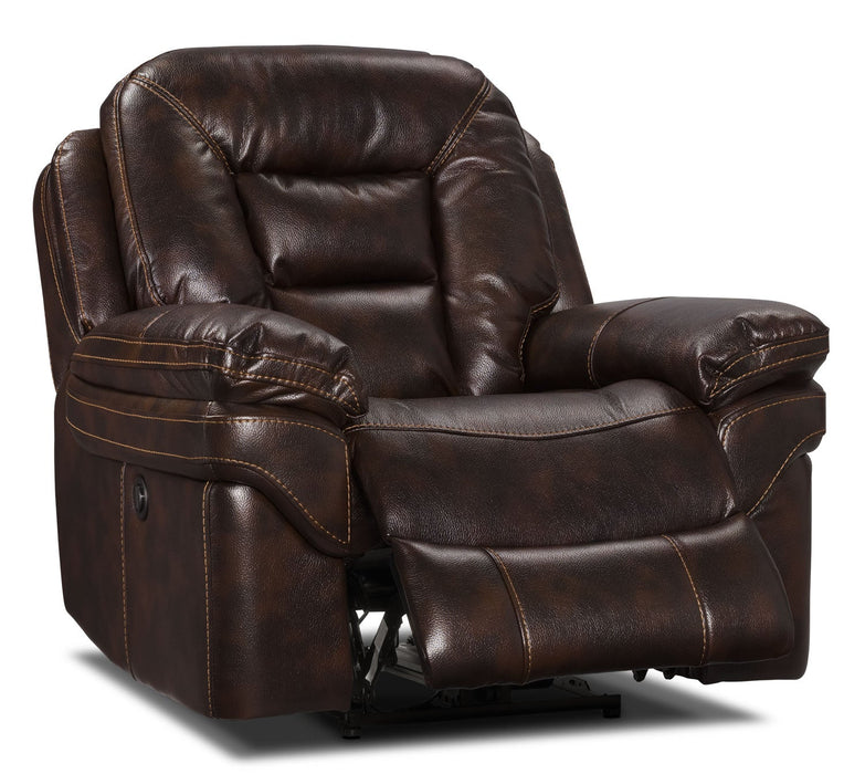 Leo 41\" Leather-Look Fabric Power Reclining Chair - Walnut Brown