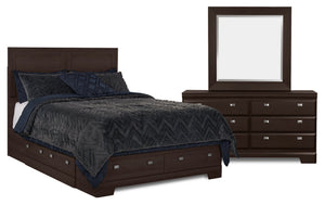 Yorkdale 5-Piece Queen 6 Drawer Storage Bedroom Package - Brown
