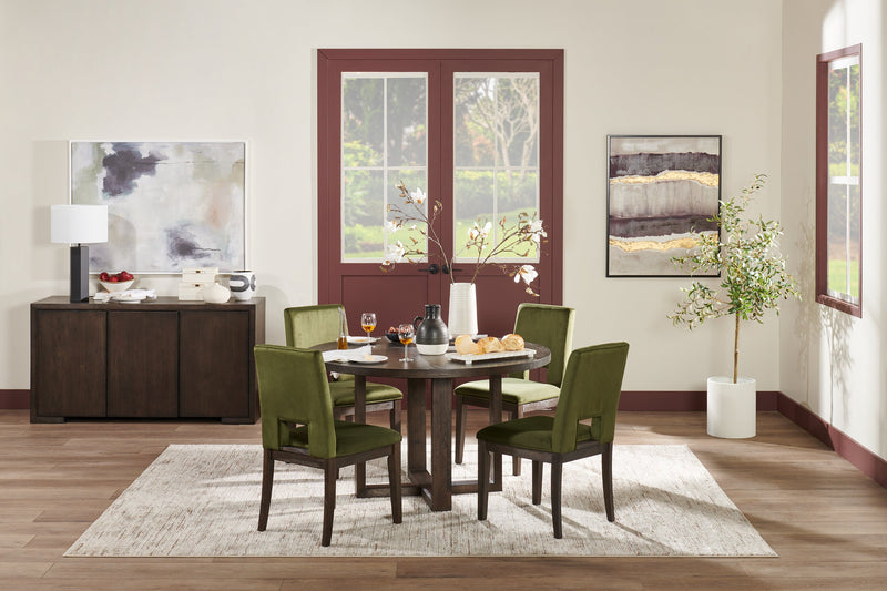 Zelda Dining Table with Pedestal Base, 52\"W Round  - Espresso Brown