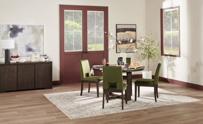 Zelda Dining Table with Pedestal Base, 52\"W Round  - Espresso Brown