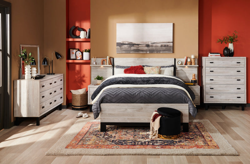 Striped 4-Piece Queen Cotton Sheet Set - Light Grey