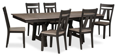 Zao 7pc Dining Set with Table & 6 Chairs, 66-94"W Extension, Melamine - Brown | Ensemble de salle à manger Zao 7 pièces en mélamine avec table, rallonge de 66 po à 94 po (L) et 6 chaises - brun