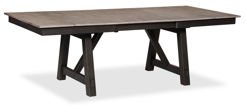 Zao 6pc Dining Set with Table, Bench & 4 Chairs, 66-94\"W Extension, Melamine - Brown