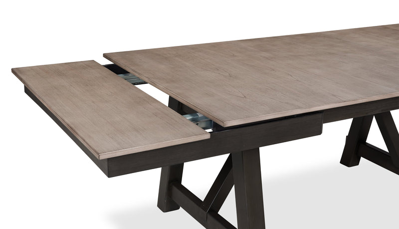 Zao 6pc Dining Set with Table, Bench & 4 Chairs, 66-94\"W Extension, Melamine - Brown