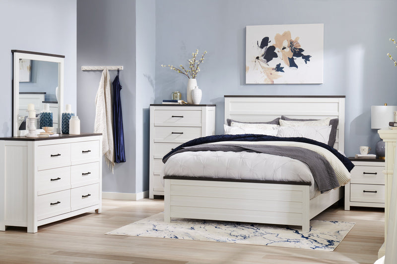 Zoey Bedroom Chest of Drawers, 5-Drawer, 31.5\"W x 50.7\"H - Two-tone White & Brown