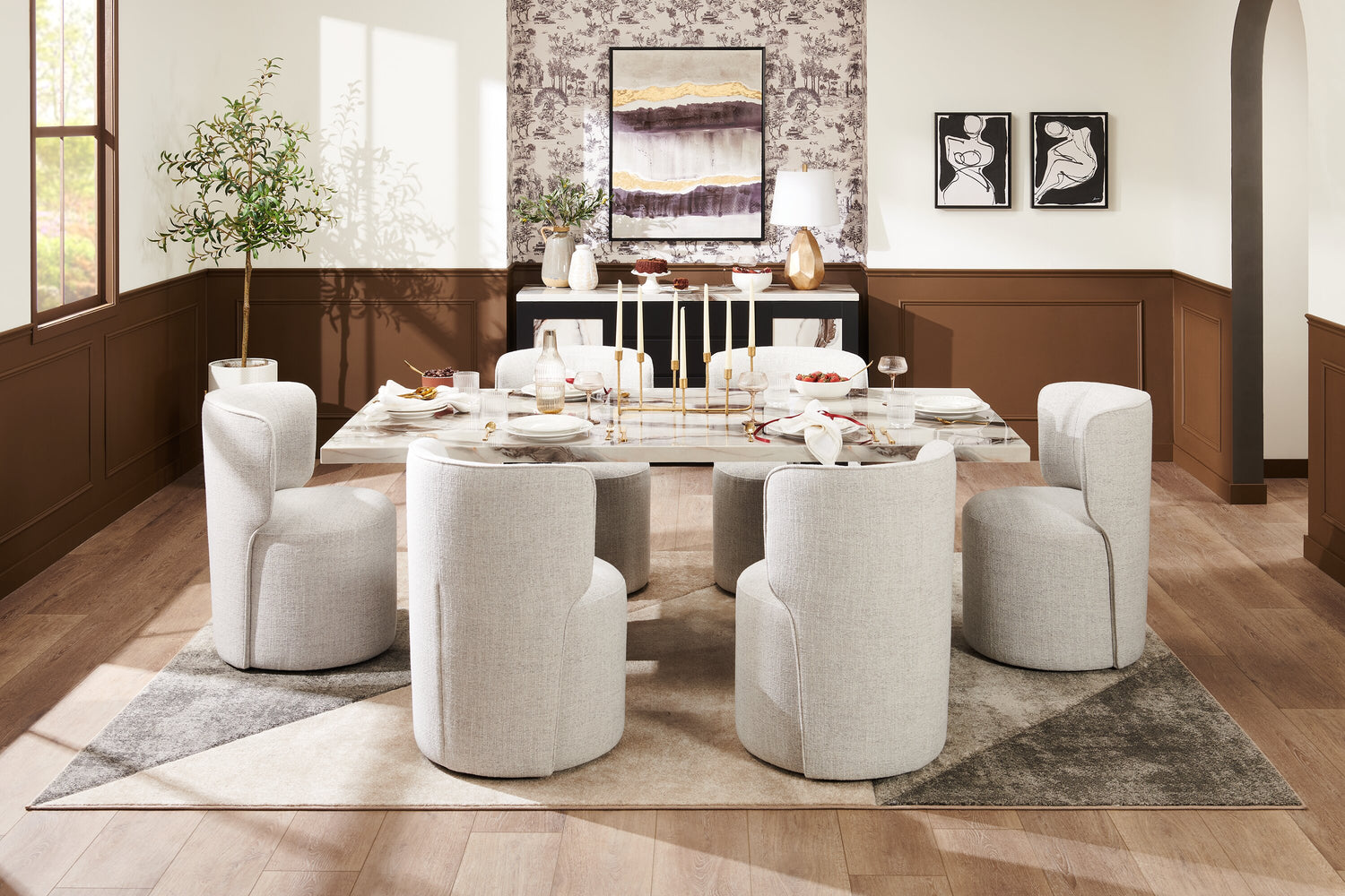 Zola Gliding Dining Chair with Polyester Fabric Cloud Grey The