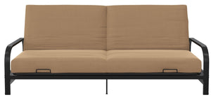 DHP Elbern Futon with Tan Linen Slipcover