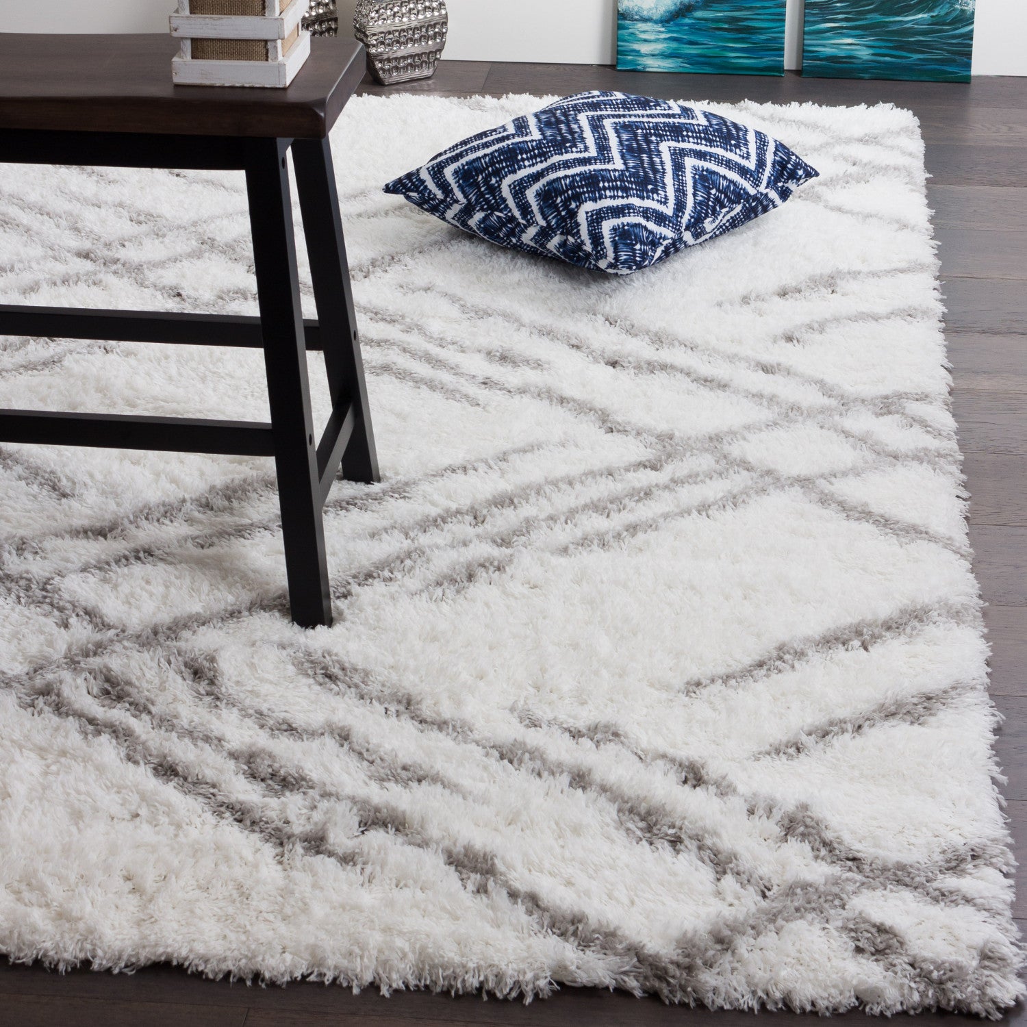 Line Rug All White Ker White Lines 3x5 Area Rug - The Brick