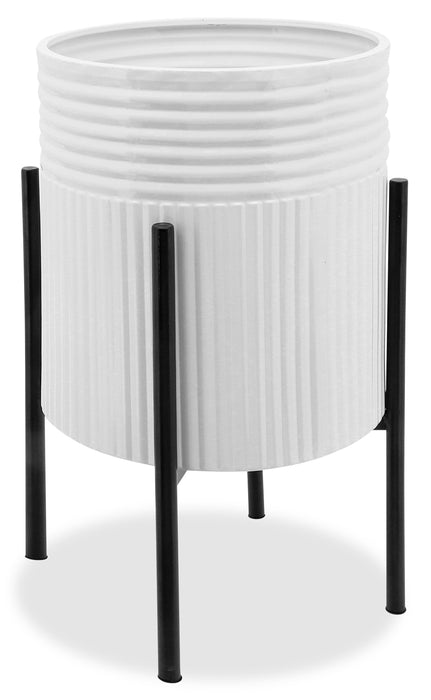 White Aztec Iron Planter - Set of 2
