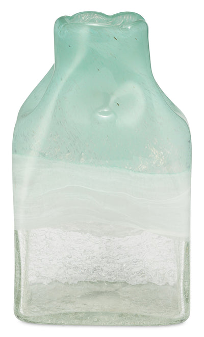 Aqua Haze 10" Glass Bottle Vase|Vase en forme de bouteille en verre brume turquoise|14710GVS
