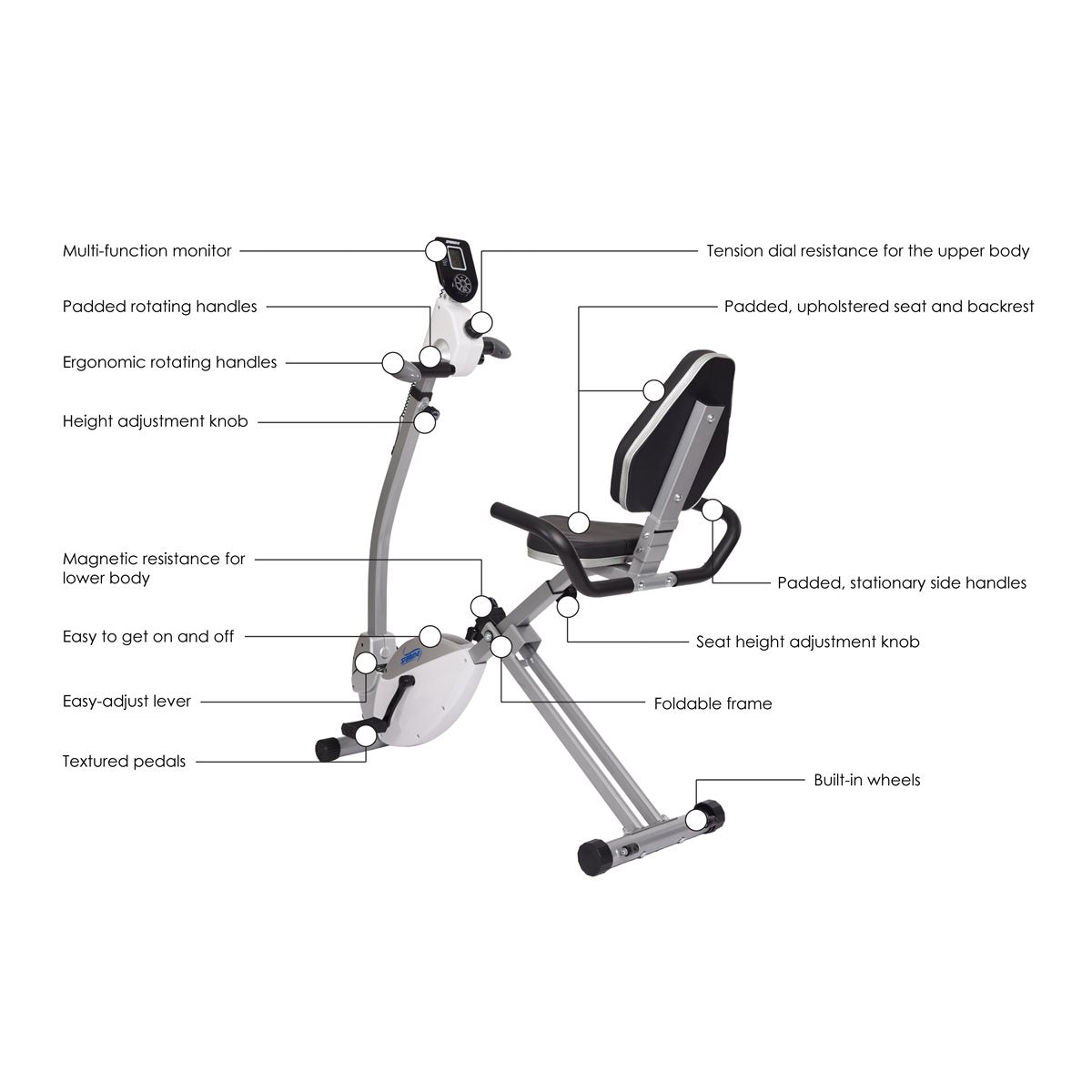 Stamina Recumbent Exercise Bike with Upper Body Fitness The Brick