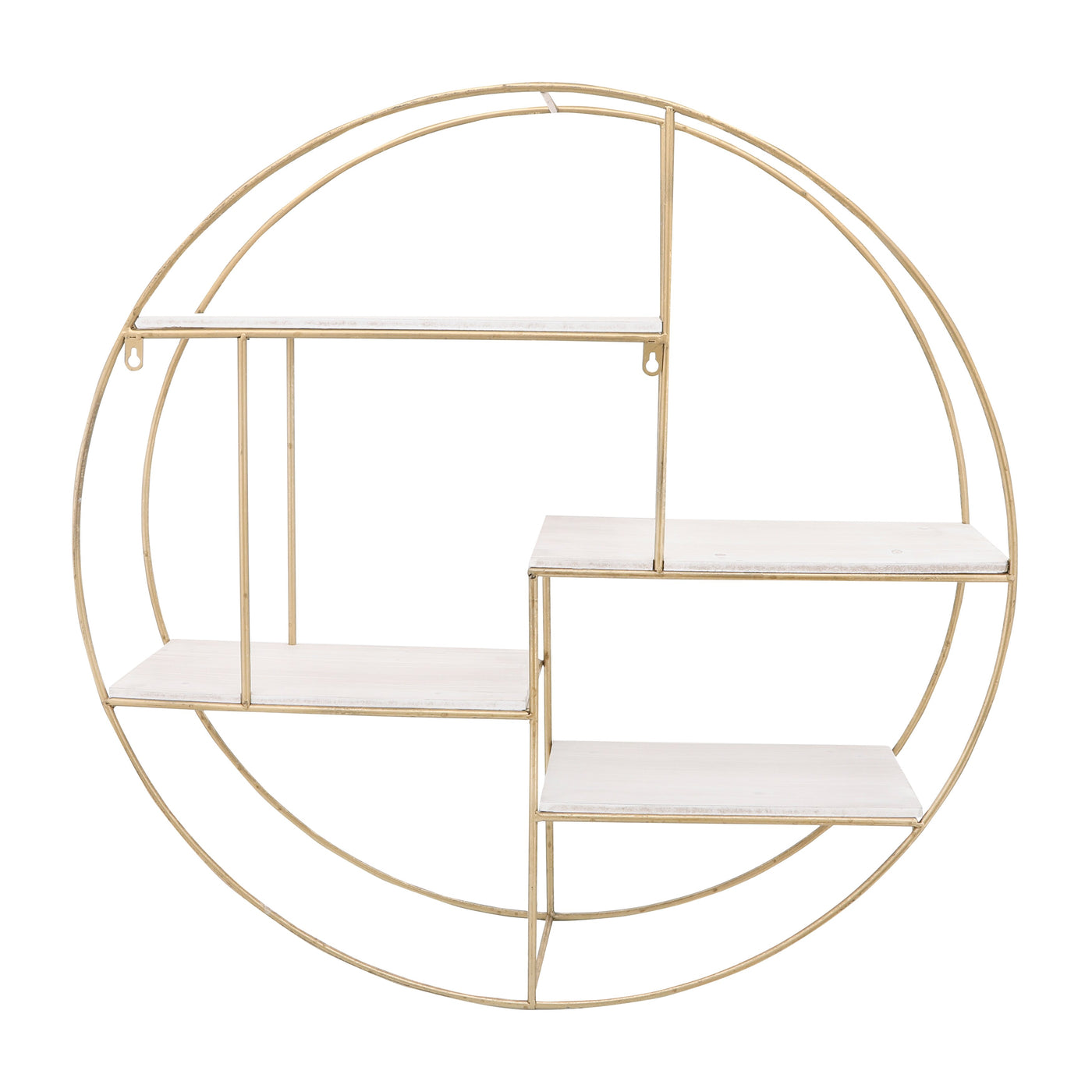 White and Gold Round Wall Shelf The Brick