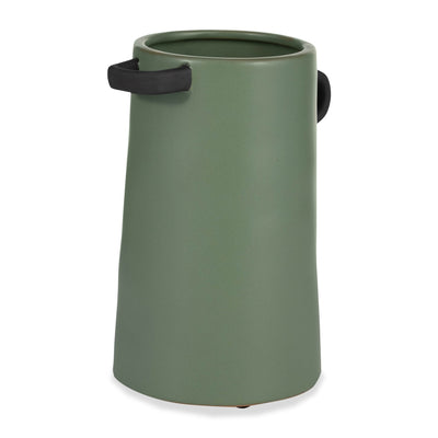 Dark Sage 9" Ceramic Eared Vase|Vase à oreilles en céramique sauge foncé de 9 po|16983GVS