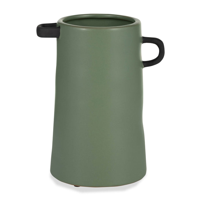 Dark Sage 9\" Ceramic Eared Vase