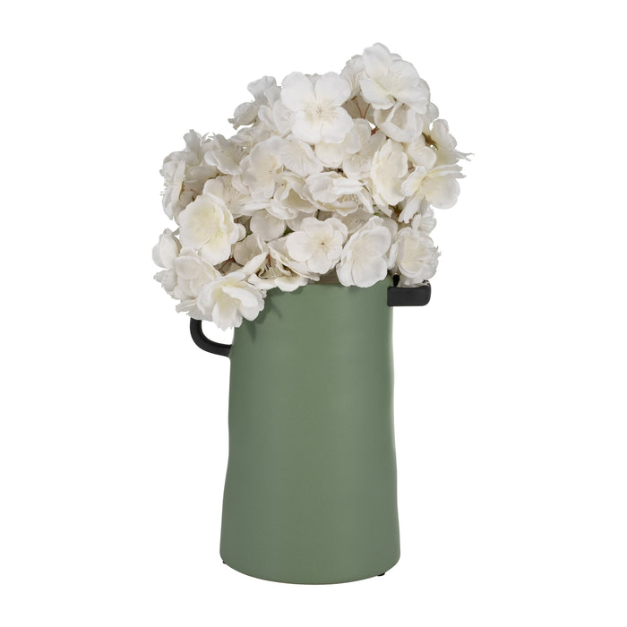Dark Sage 9\" Ceramic Eared Vase