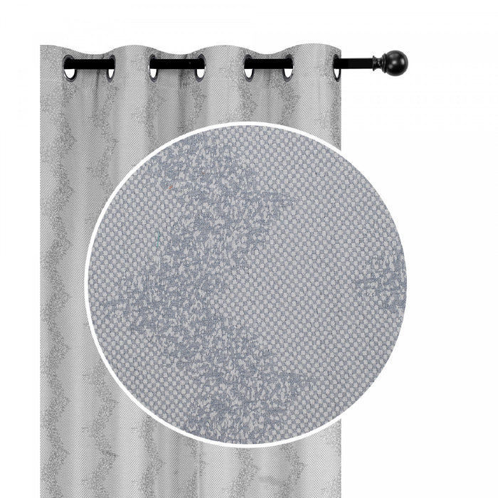 Jacquard Panel Chevron Silver 96\" - Set of 2 Drapes and Blinds