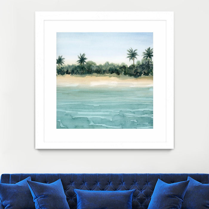 \"Paradis Ii\" Matted and Framed White 36x36 Wall Art