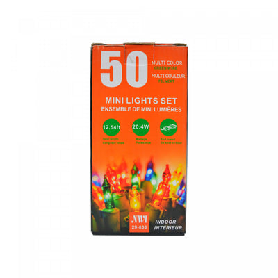 50 Lt Indoor Mini Light Set Multi Bulbs - Set of 2 Christmas Lights|Jeu de 50 petites lumières pour l’intérieur avec ampoules multicolores - ensemble de 2 jeux de lumières de Noël