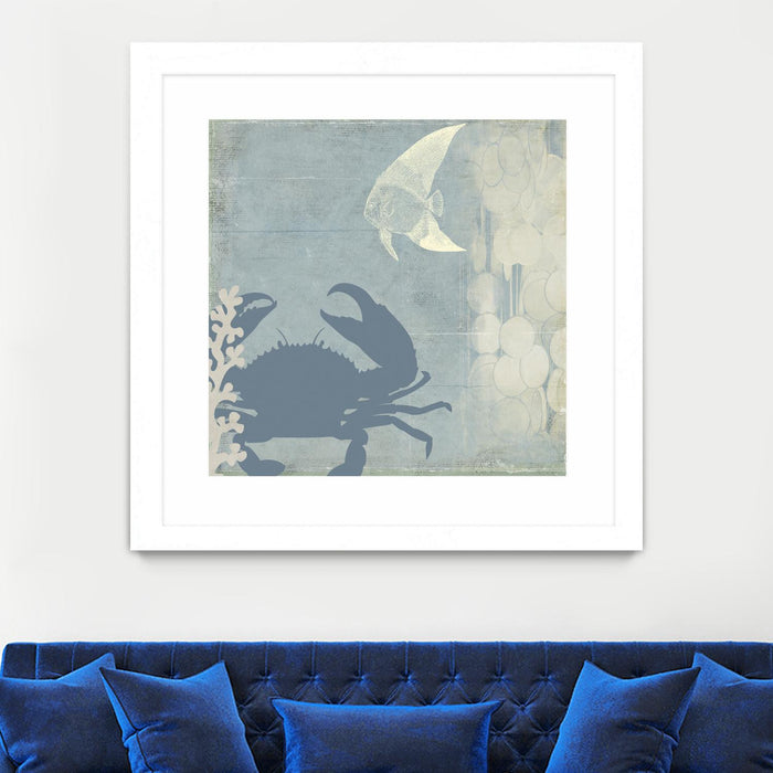 \"Ocean Life Ii\" Matted and Framed White 30x30 Wall Art