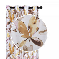 Printed Faux Silk Panel Golden Brown Floral 84
