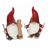 Polyresin Red Gnome Skiing - Set of 2