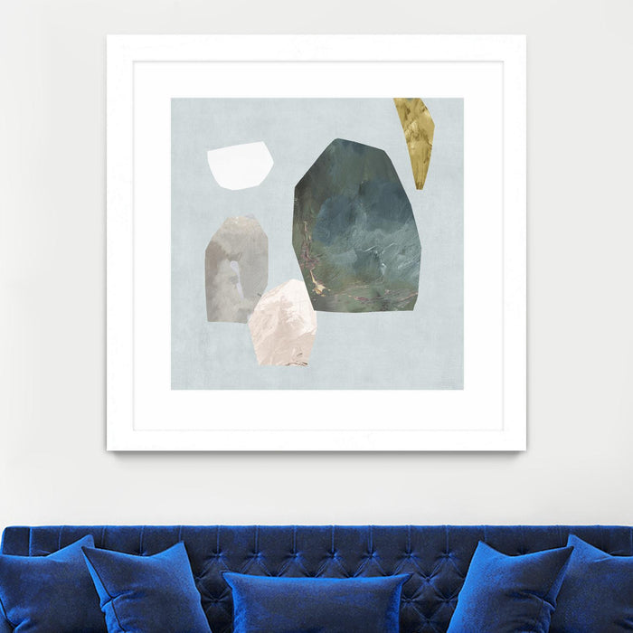 \"Assembly I\" Matted and Framed White 30x30 Wall Art