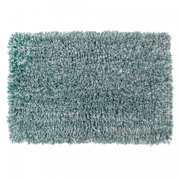 Microfibre Shaggy Bathmat Blue/White 20 x 32