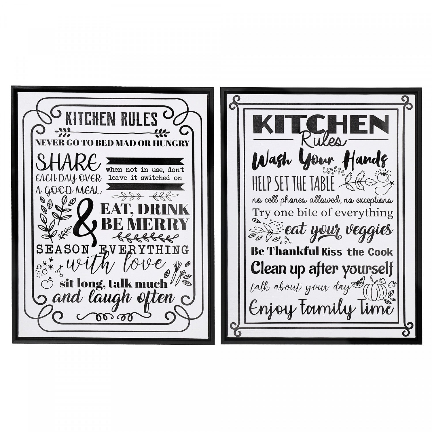 Canvas Wall Sign Kitchen Rules 16 x 20 - Set of 2 Wall Decor - The Brick