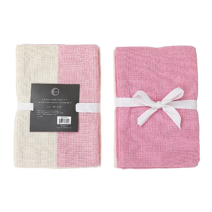 3 Pack Dual Waffle Kitchen Towel Set Blush Kitchen Linen