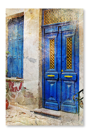 Traditional Greek Streets 16x24 Wall Art Frame And Fabric Panel