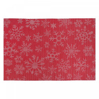 Vinyl Placemat White Snowflake on Red - Set of 12
