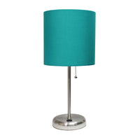 Limelights Stick Lamp with Usb Charging Port And Fabric Shade, Teal Table Lamp