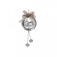 Metal Round Scenic Ornament Silver - Set of 6 Christmas Ornaments