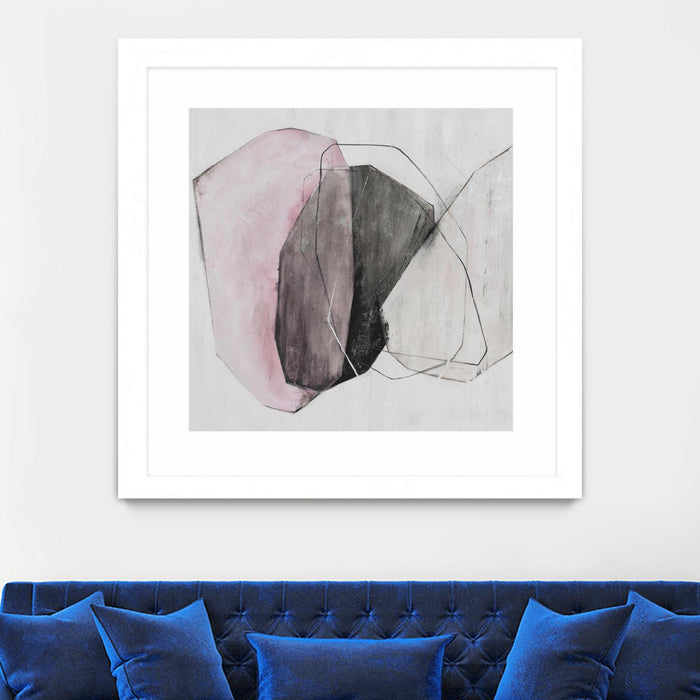 \"Tickled With Pink\" Matted and Framed White 36x36 Wall Art