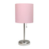 Limelights Stick Lamp with Usb Charging Port And Fabric Shade, Light Pink Table Lamp