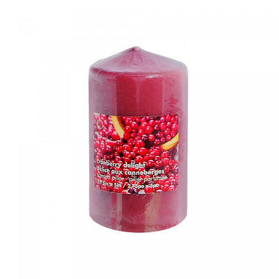 2.75" x 5" Scented Pillar Cranberry Delight - Set of 2 Candle|Chandelle pilier parfumée de 2,75 po x 5 po à arôme de délice aux canneberges - ensemble de 2 chandelles