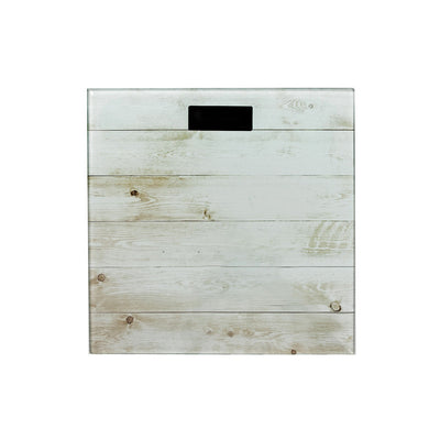 Digital Glass Body Scale Square - Wood Plank Bath Accessories|Pèse-personne numérique carré en verre - accessoires de salle de bain d’apparence planches de bois