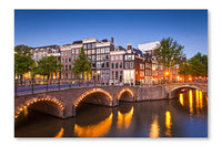 Amsterdam Tranquil Canal Scene, Holland 16x24 Wall Art Fabric Panel Without Frame
